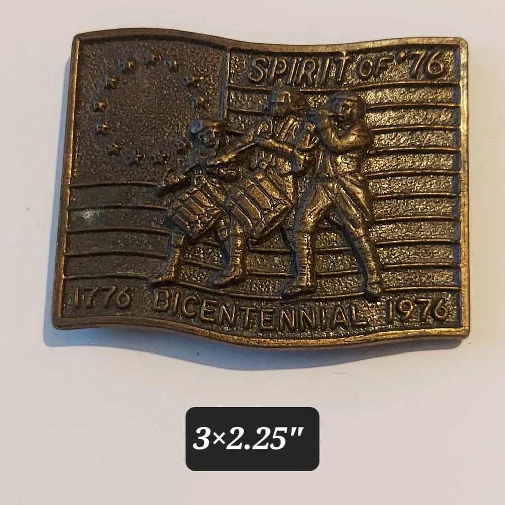 Belt Buckle Brass Vintage Spirit Of '76 Bicentennial Drum & Fife 1776-1976